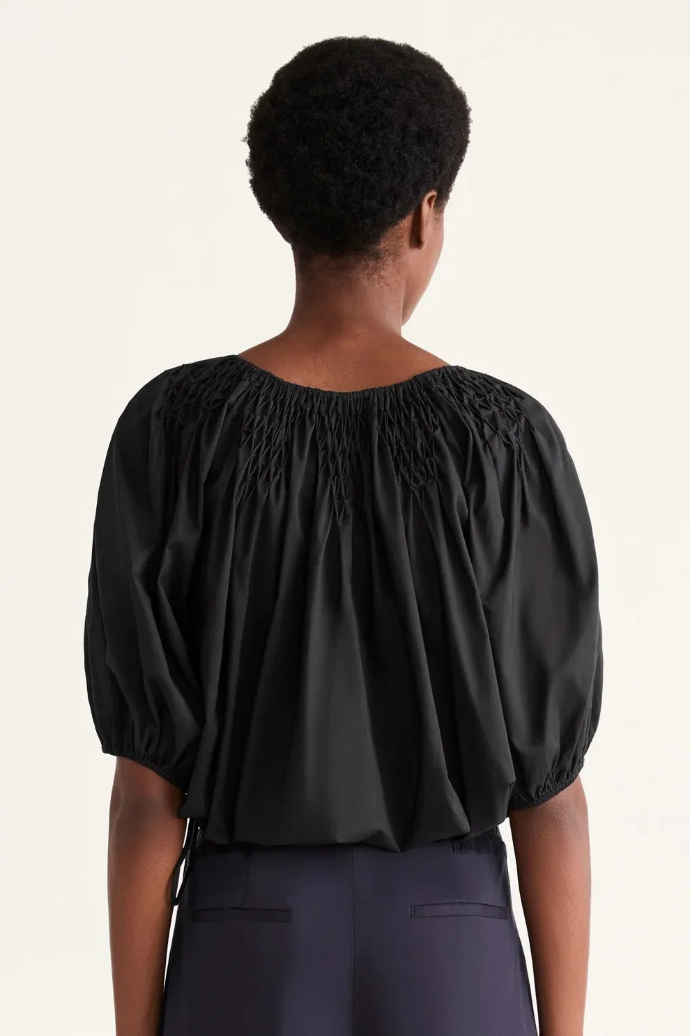 merlette  |Casual Style Plain Cotton Elegant Style Puff Sleeves