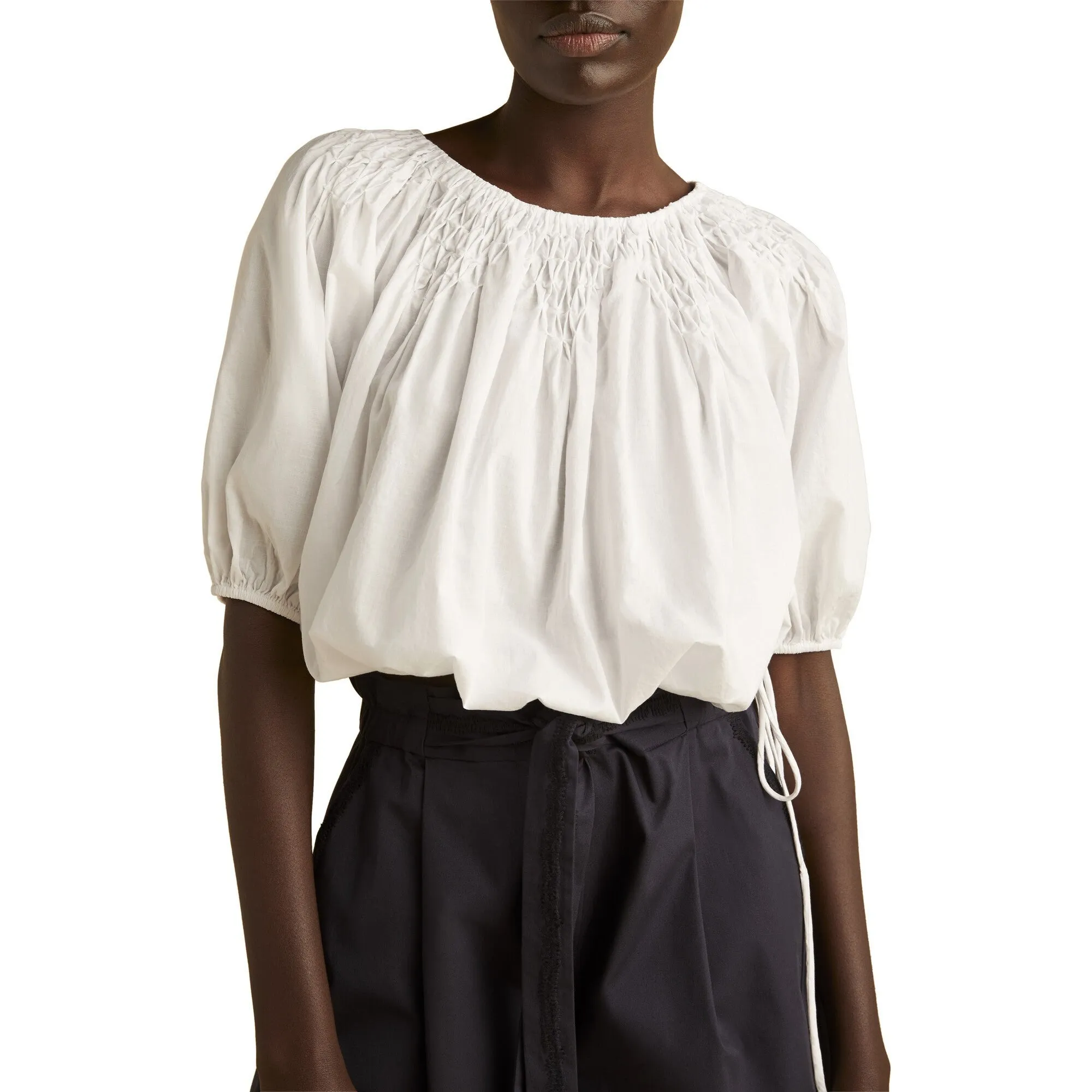 merlette  |Casual Style Plain Cotton Elegant Style Puff Sleeves