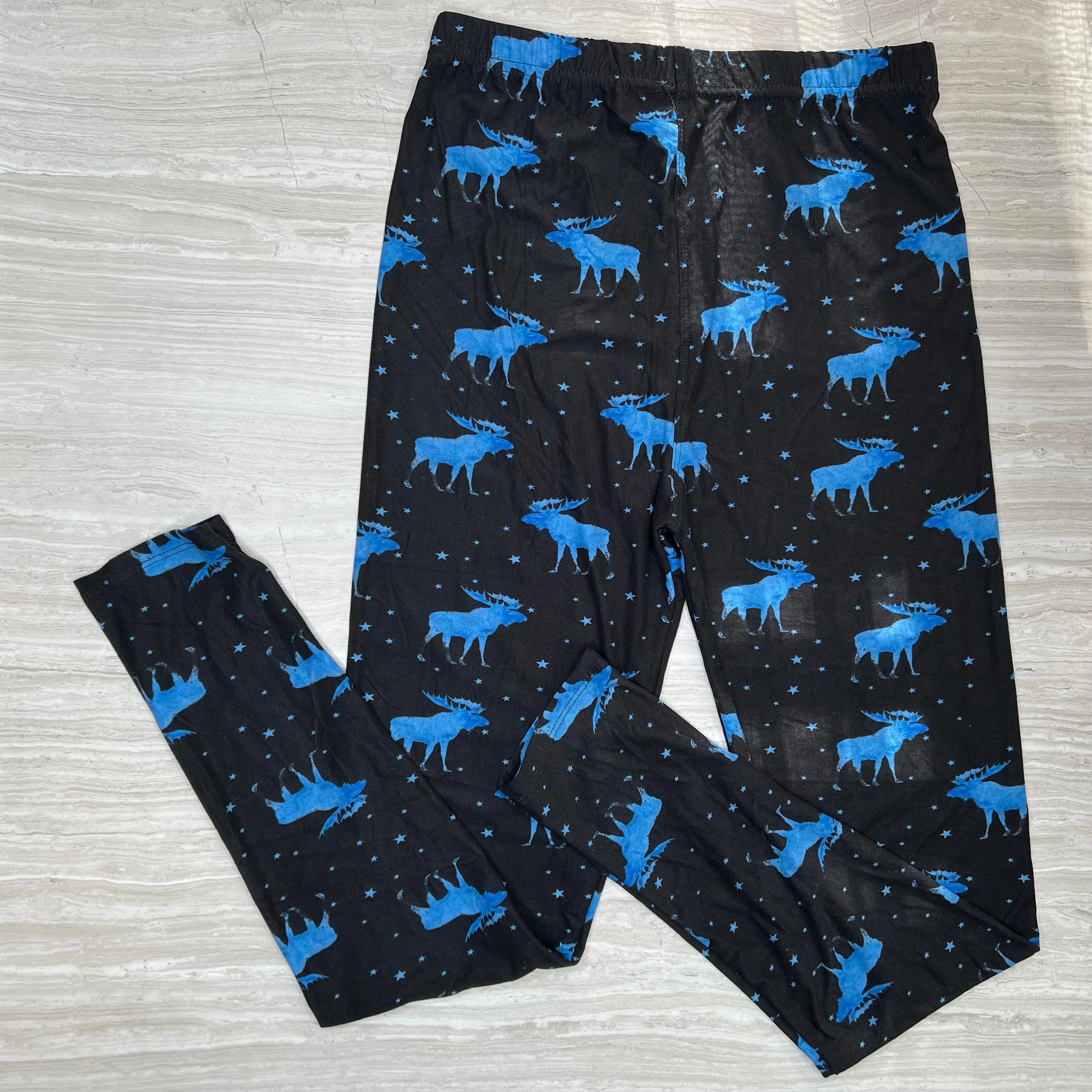 Midnight Sky Moose Print Soft Leggings