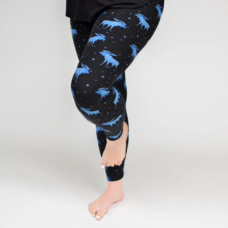 Midnight Sky Moose Print Soft Leggings