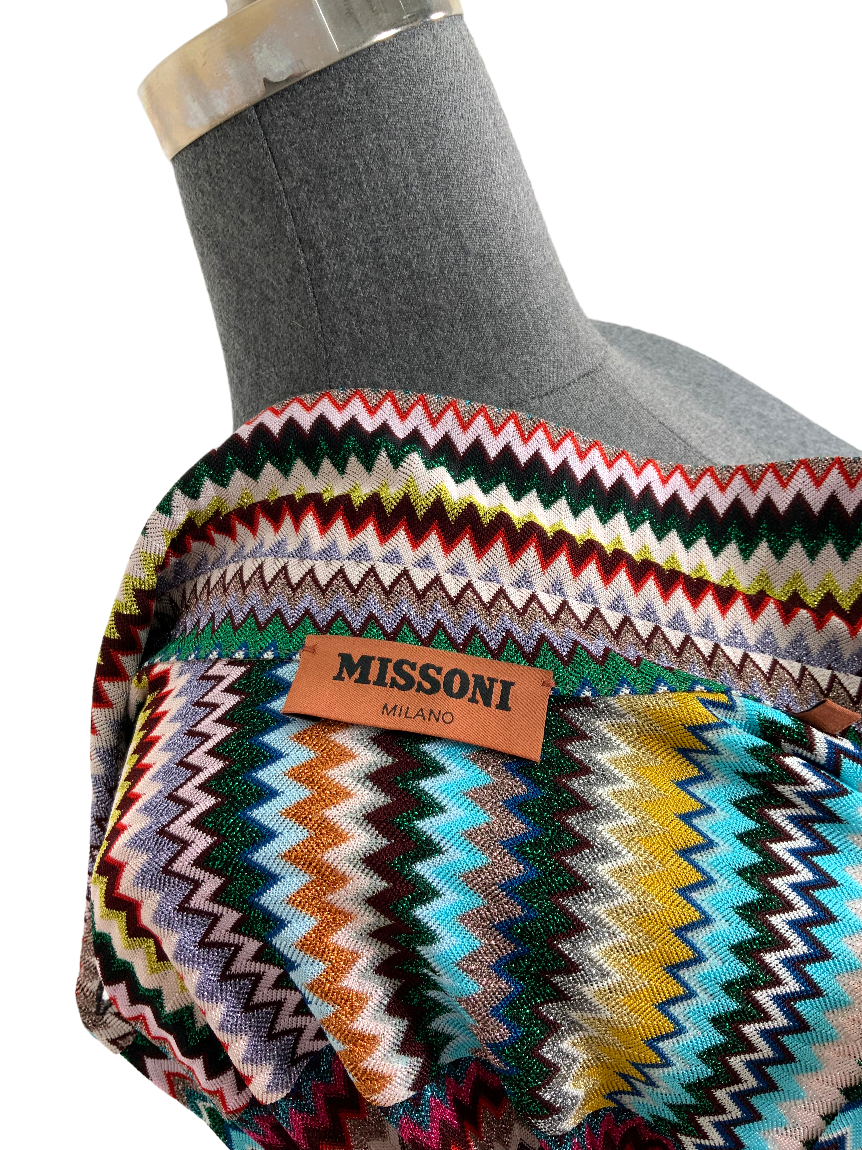 MISSONI Metallic Chevron Collared Shirt Size L