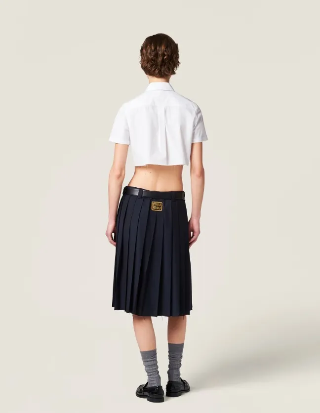 MiuMiu  |Casual Style Blended Fabrics Logo Cropped Tops