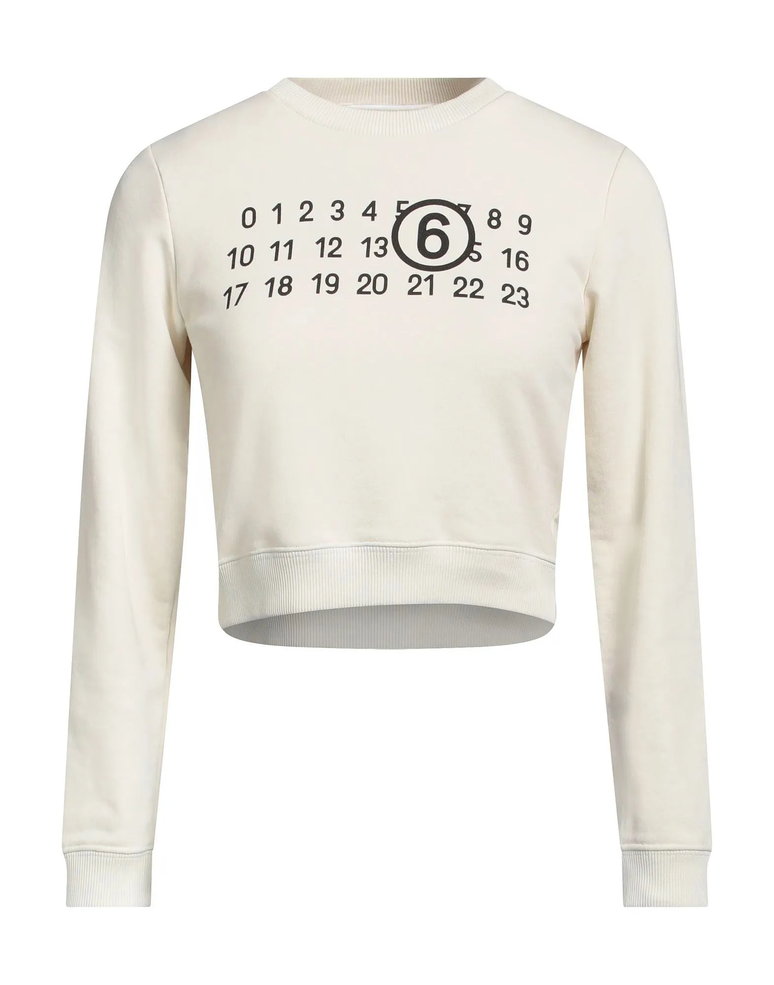 MM6 Maison Margiela  |Crew Neck Long Sleeves Cotton Logo Cropped Tops