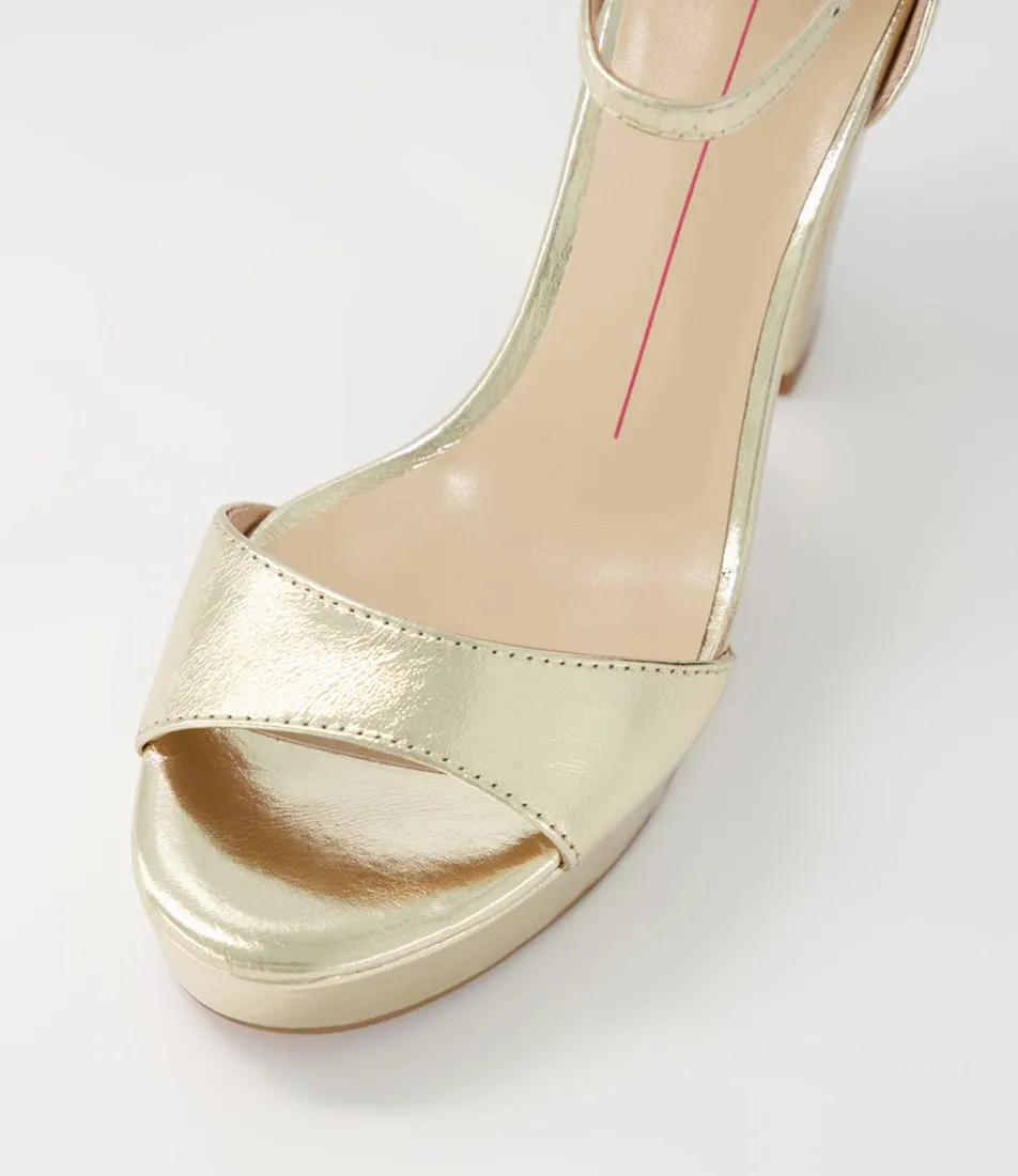 MOLLINI Azurra Pale Gold Crinkle Leather Sandals