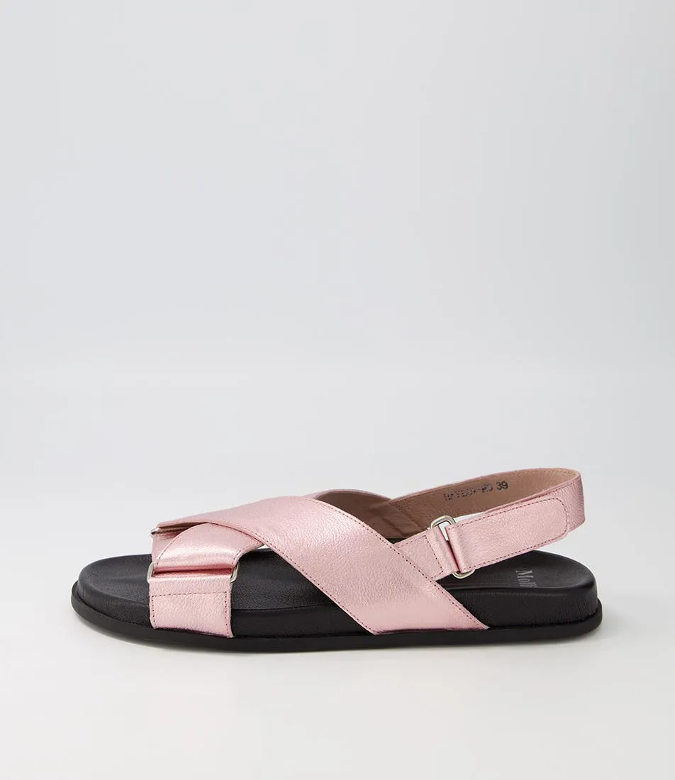 MOLLINI Haylow Pale Pink Metallic Leather Sandals