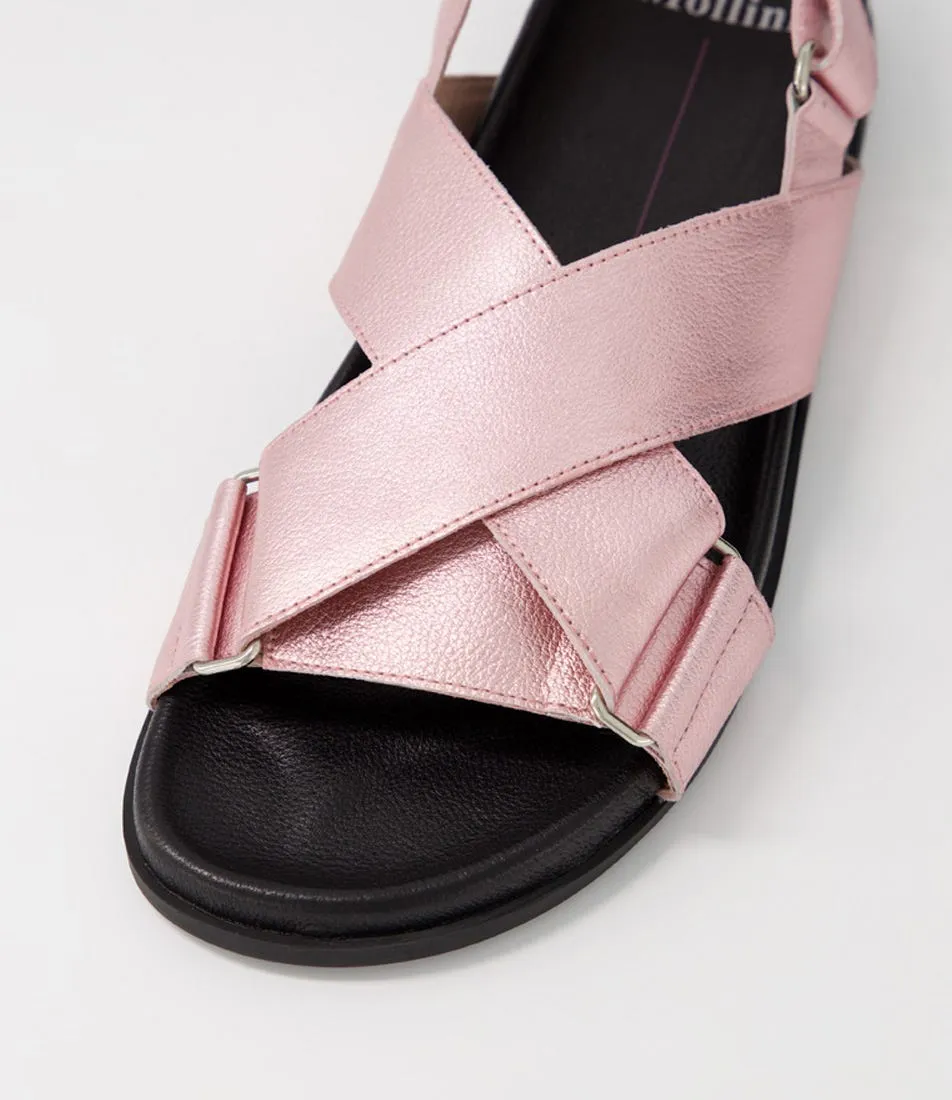 MOLLINI Haylow Pale Pink Metallic Leather Sandals