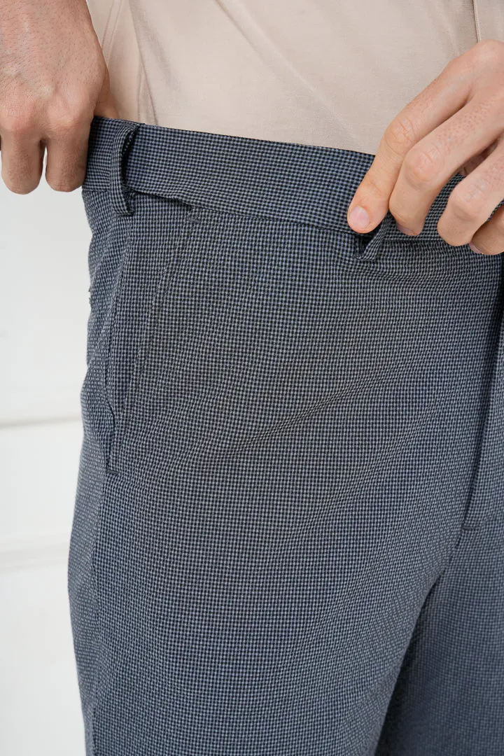 Moon Grey Seersucker Checks Chino Shorts