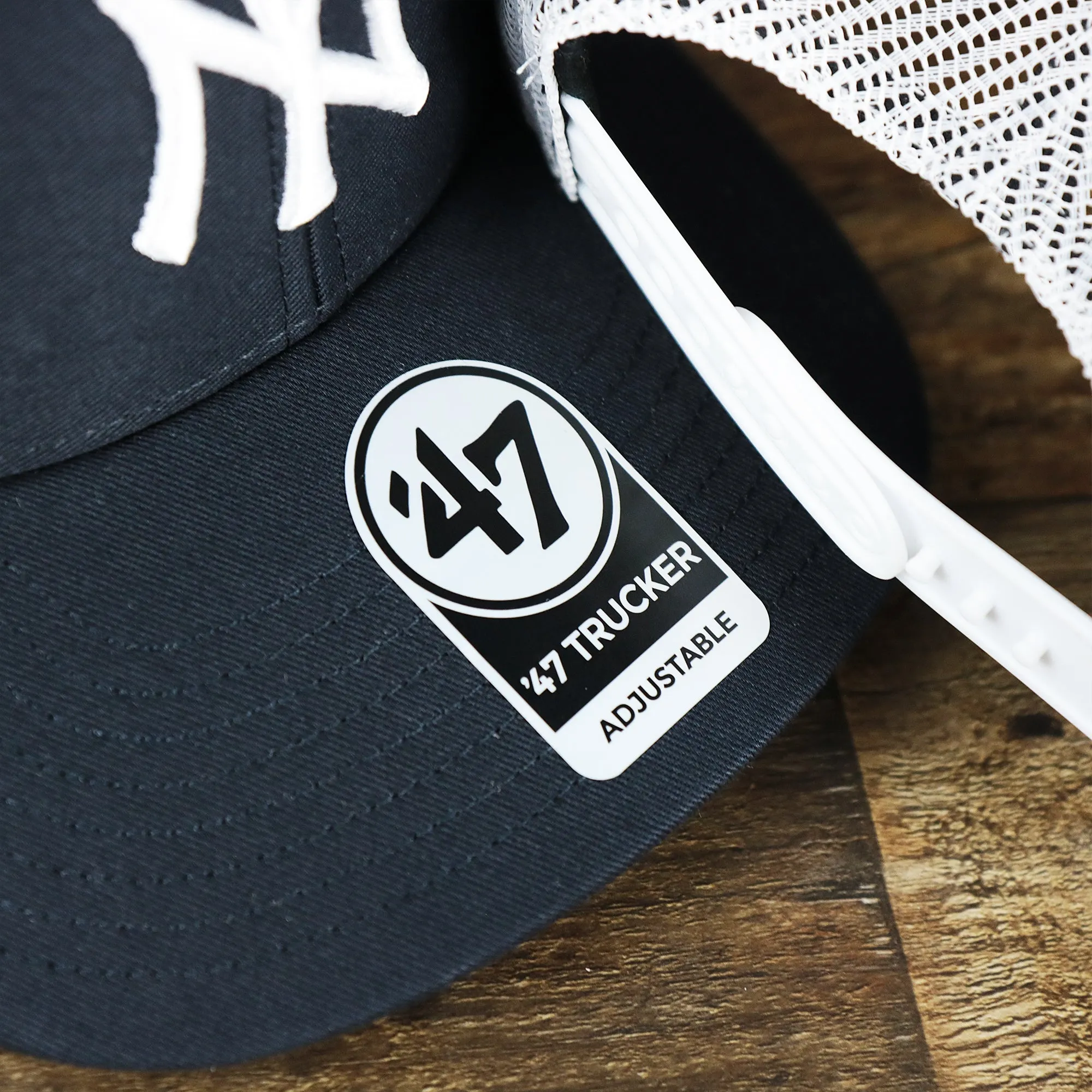 New York Yankees Mesh Back Gray Bottom Trucker Hat | Navy Blue Dad Hat