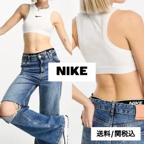 Nike  |Rib Street Style Plain Cotton Logo Cropped Tops