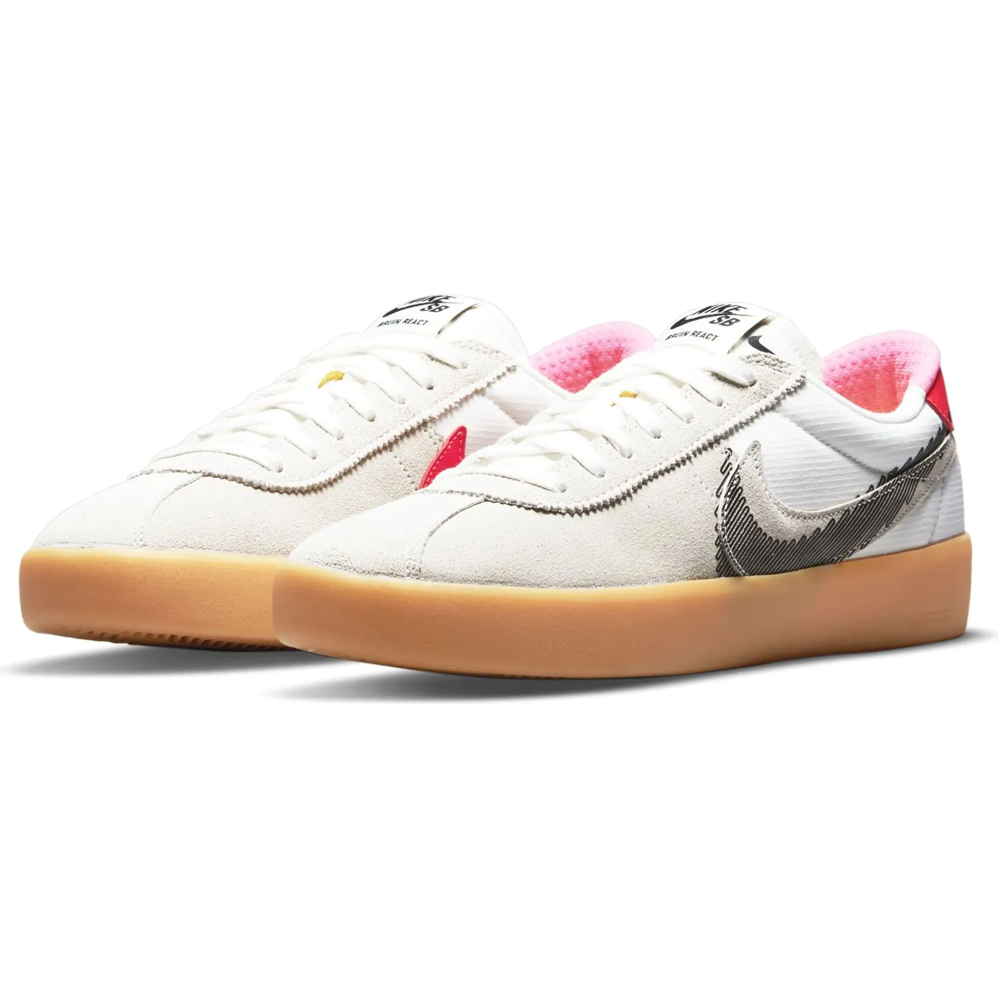 Nike SB Bruin React T Skate Shoes - Summit White/Black-Bright Crimson