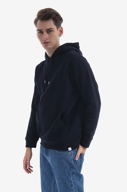 Norse Projects cotton sweatshirt Vagn Classic Hood men's navy blue color