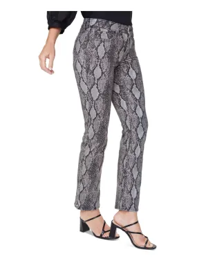 NYDJ Women's Marilyn Snake Print High Waist Button Fly Ankle Jeans Black Size 4