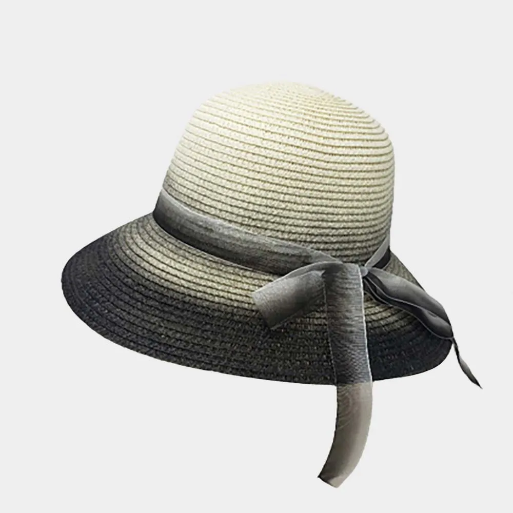 Ombre Bow Band Straw Sun Hat