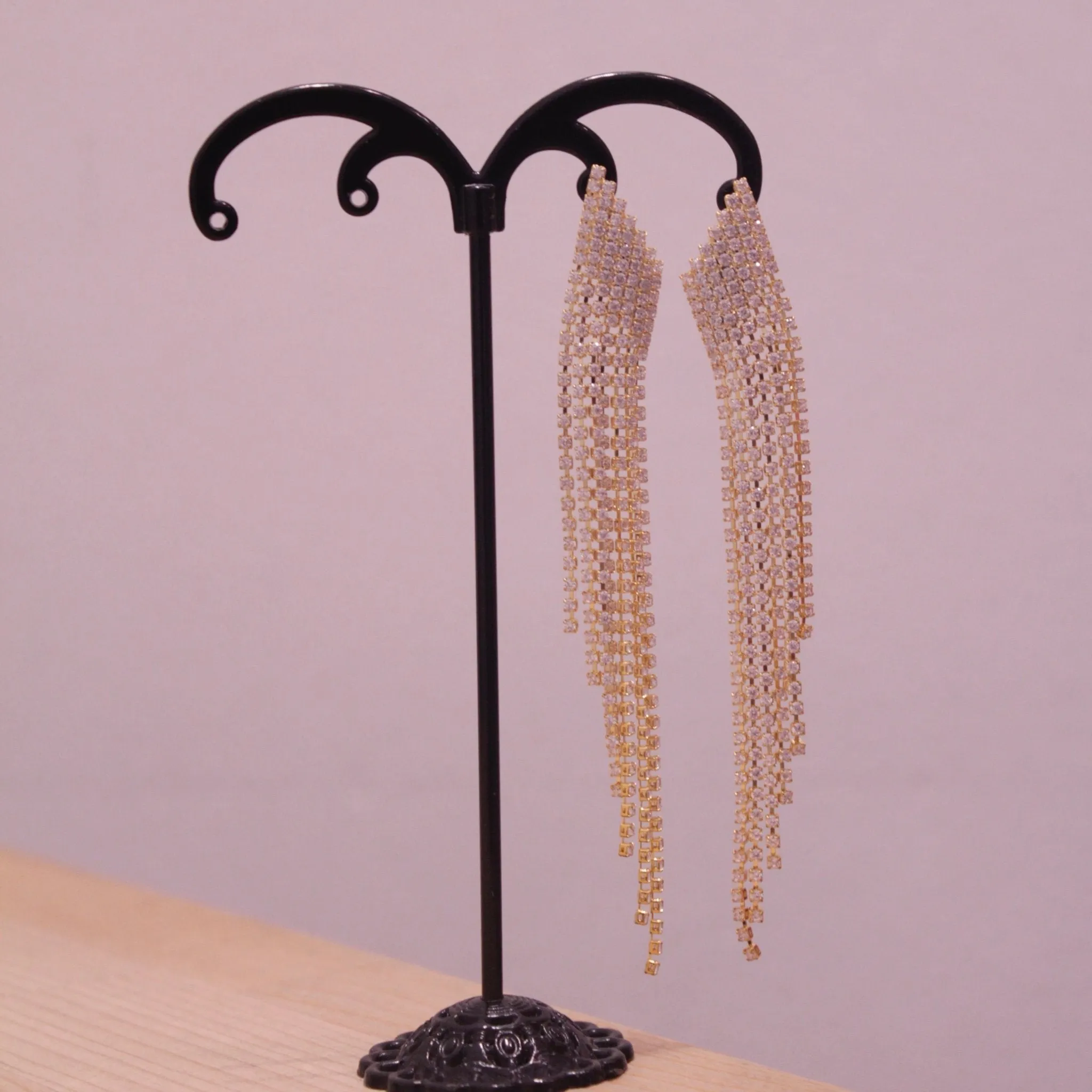Orecchini oro con strass pendenti