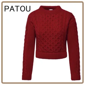 PATOU  |Casual Style Wool Long Sleeves Plain Office Style