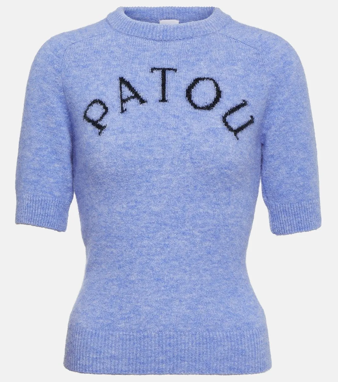 PATOU  |Crew Neck Wool Plain Short Sleeves Logo Cropped Tops