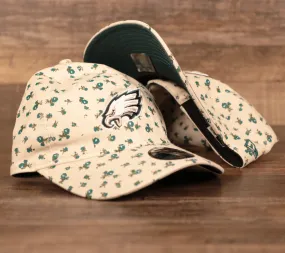 Philadelphia Eagles Cream Youth Floral Cap | Youth Micro Floral Kelly Green Bottom Dad Hat | Floral Baseball Hat