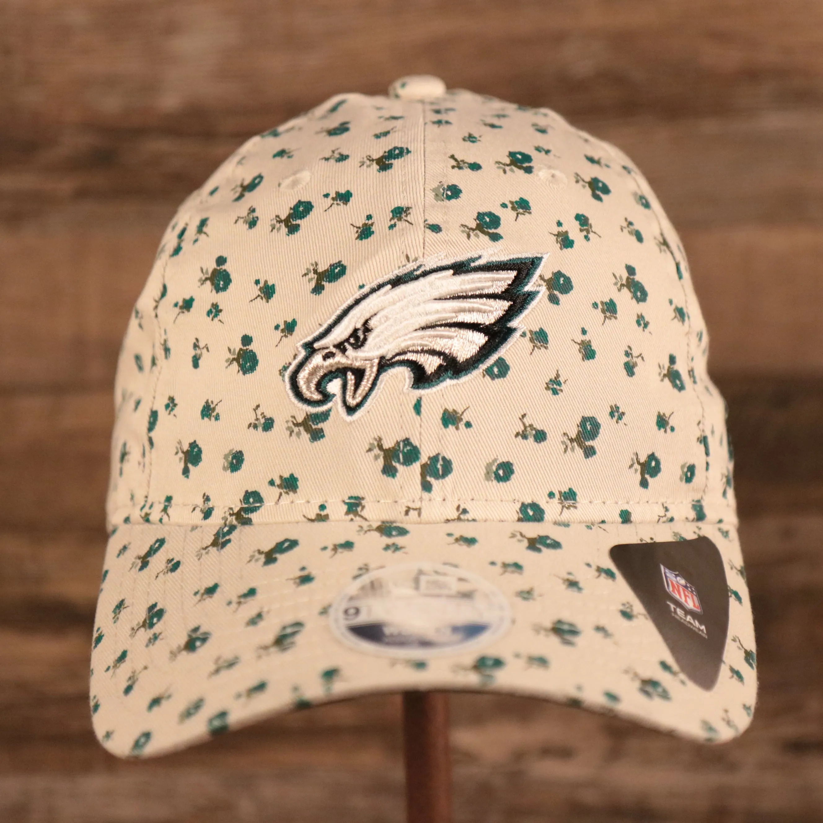 Philadelphia Eagles Cream Youth Floral Cap | Youth Micro Floral Kelly Green Bottom Dad Hat | Floral Baseball Hat