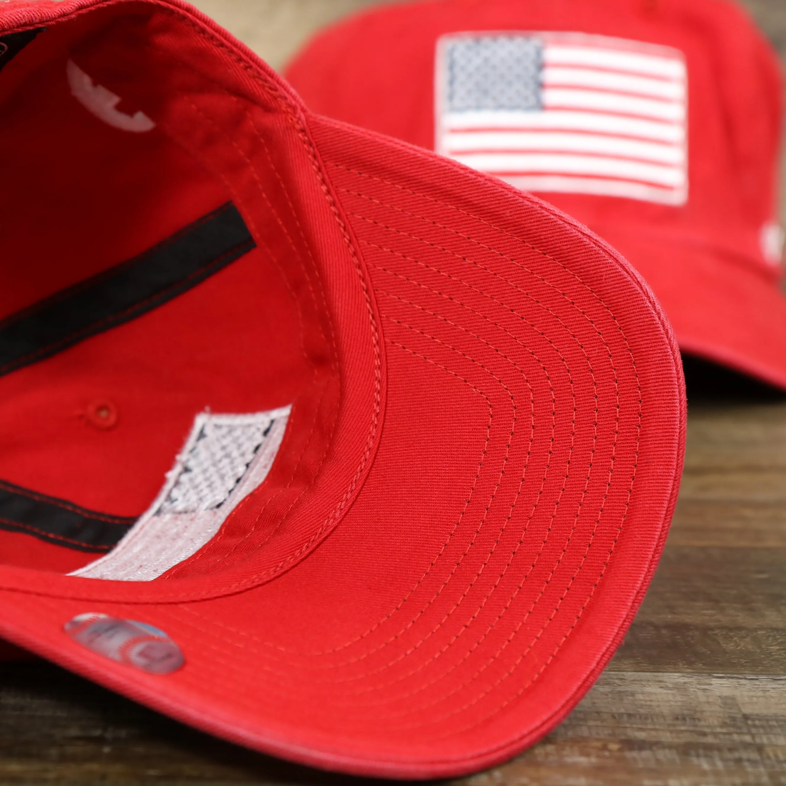 Philadelphia Phillies SIde Patch  USA Flag Front Logo Stars And Stripes Dad Hat | Red Dad Hat