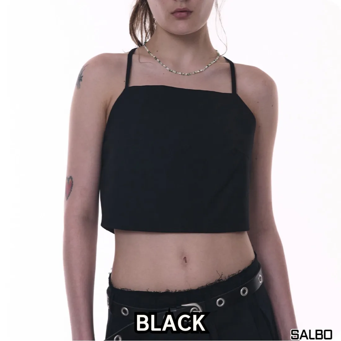 PLACE STUDIO  |Street Style Plain Cotton Cropped Tops Tanks & Camisoles