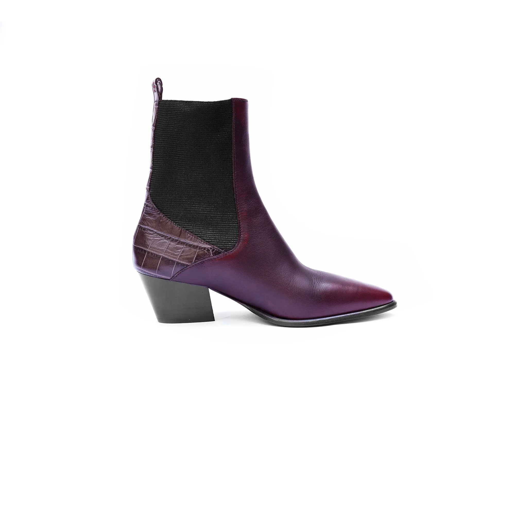 Point-Toe Western Bootie Burgundy