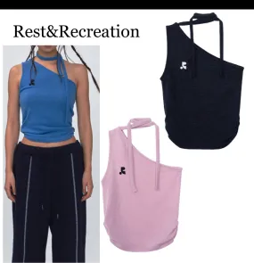 Rest & Recreation  |Halter Neck Street Style Cropped Tops Tanks & Camisoles