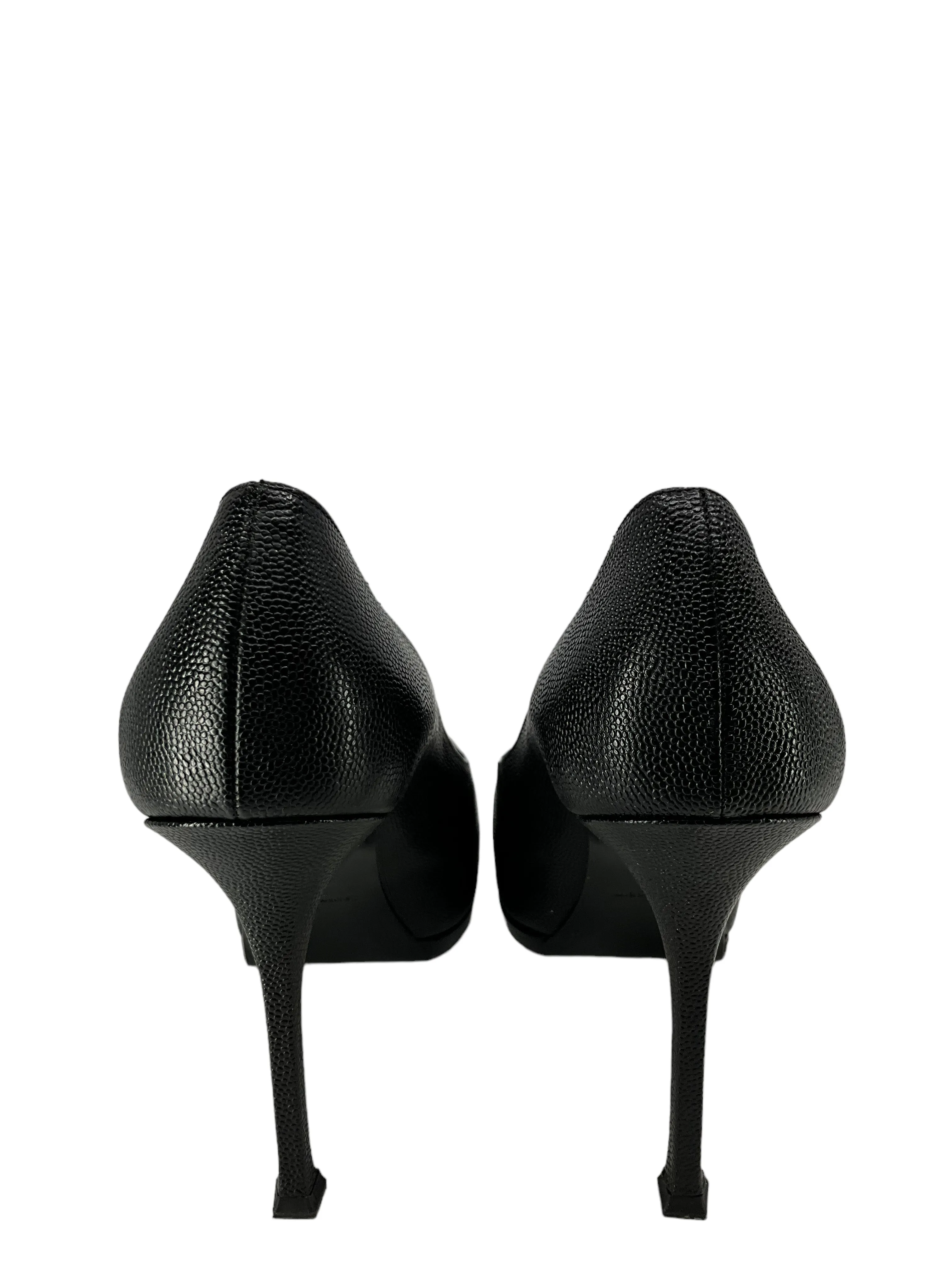 Saint Laurent Black Leather Platform Pumps Size 9