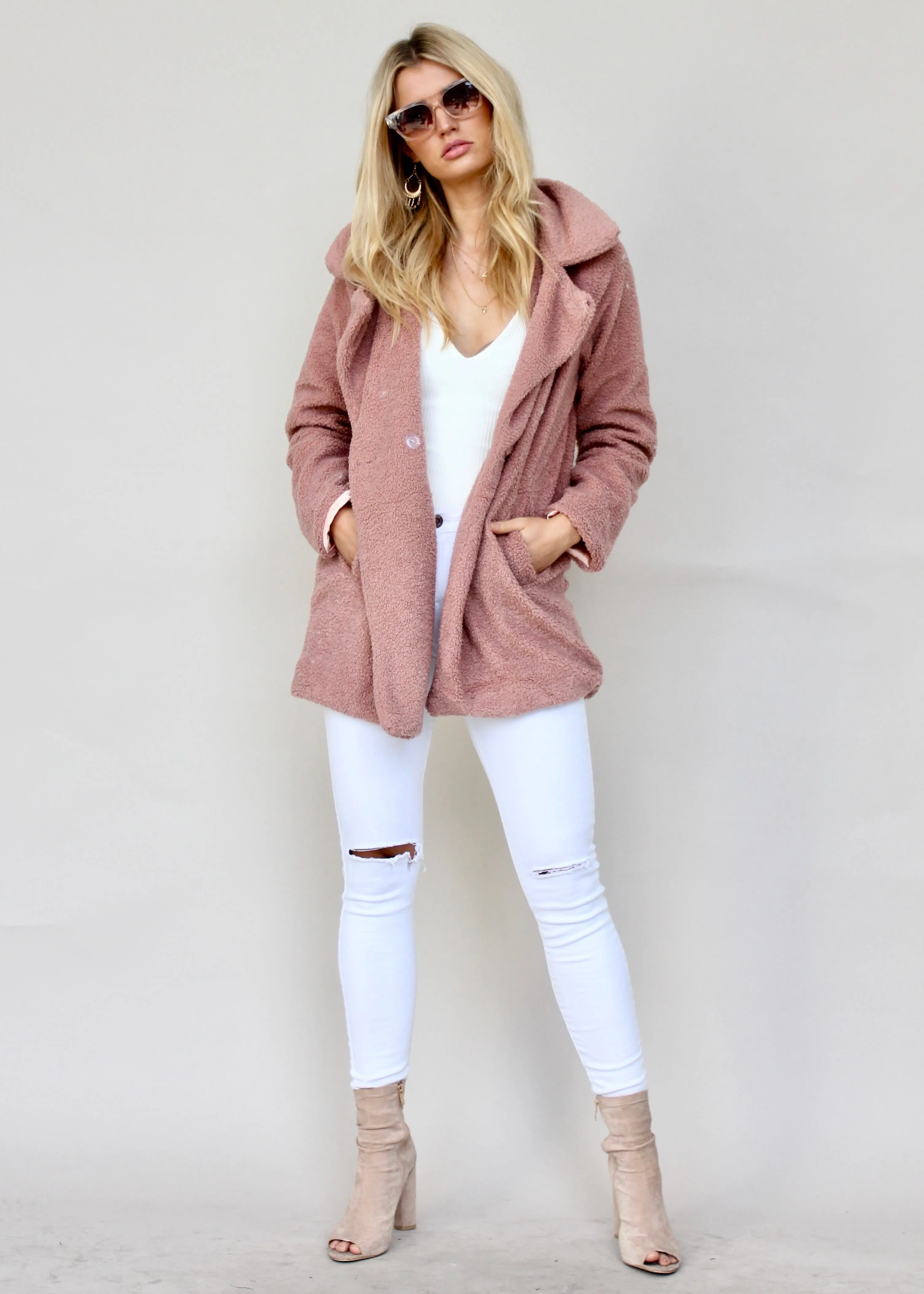 San Maro Teddy Coat - Blush