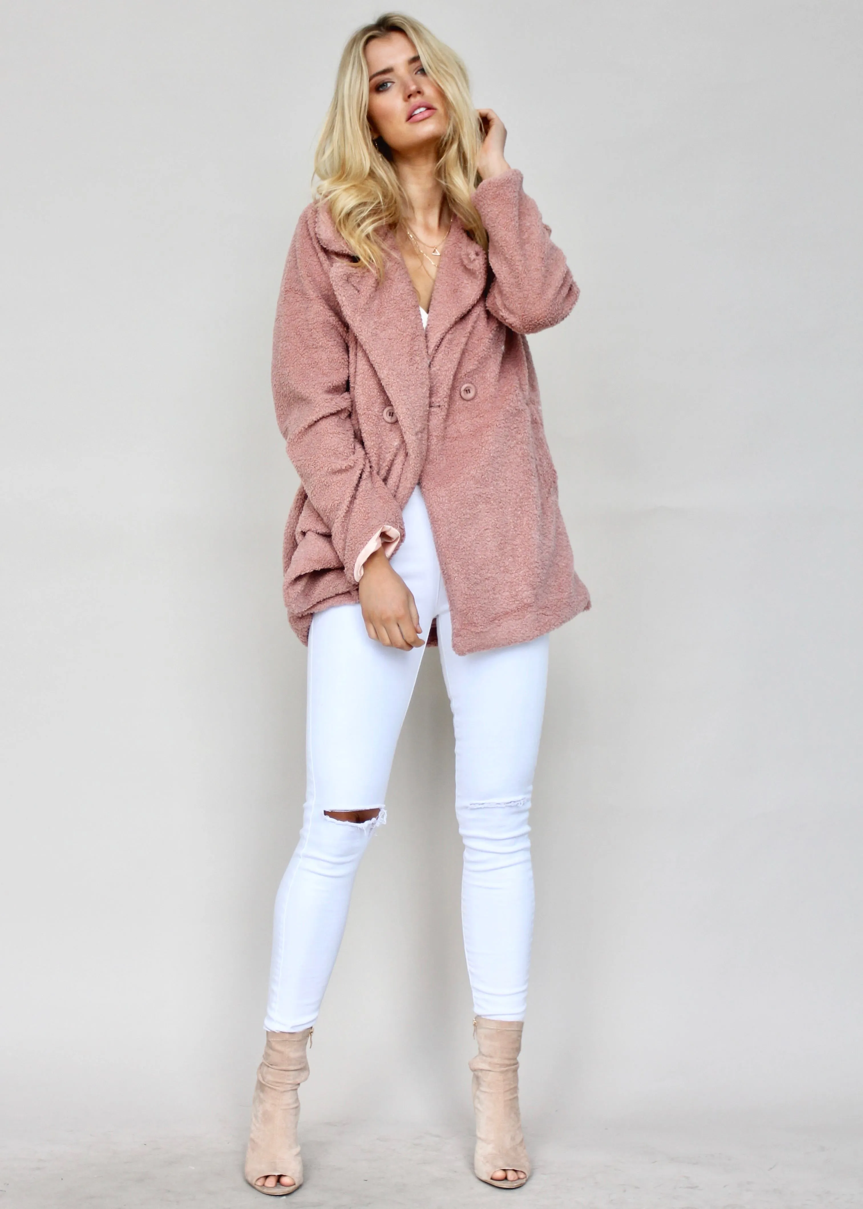 San Maro Teddy Coat - Blush