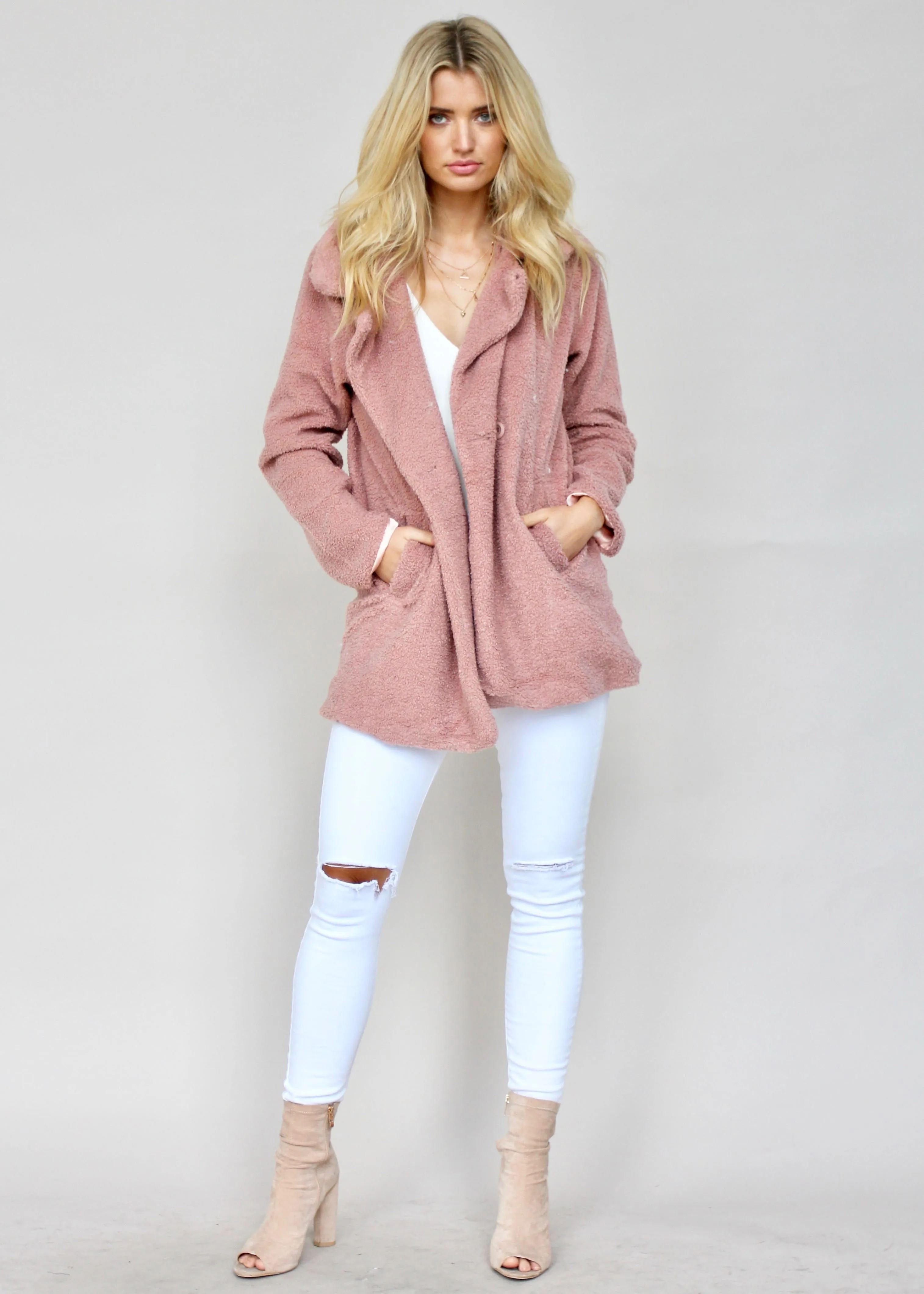 San Maro Teddy Coat - Blush