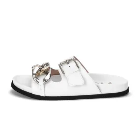 SANDALI WITH LEATHER BUCKLE Woman White