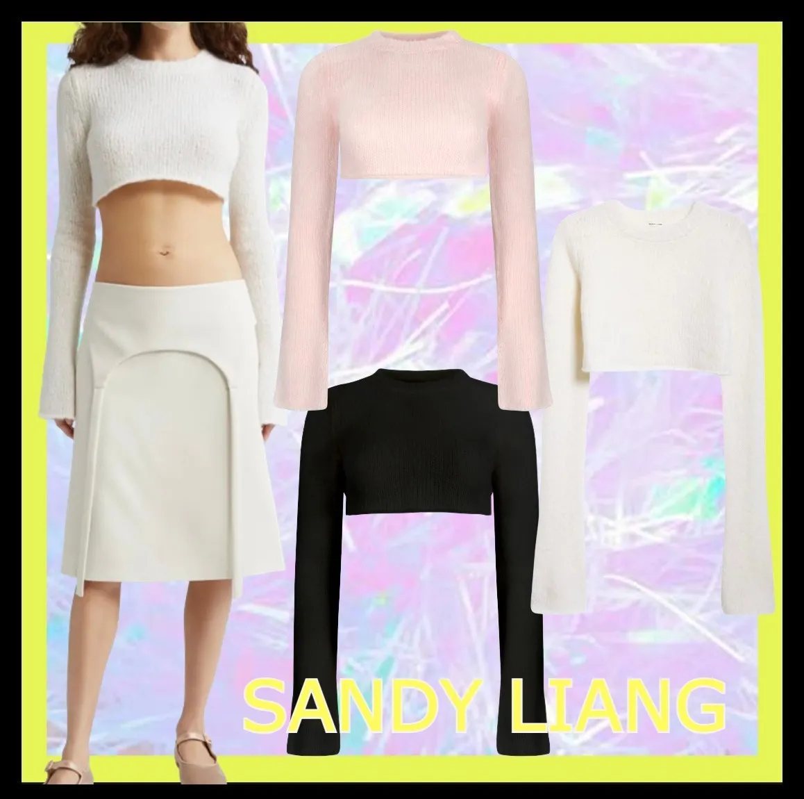 SANDY LIANG  |Casual Style Wool Long Sleeves Elegant Style Cropped Tops