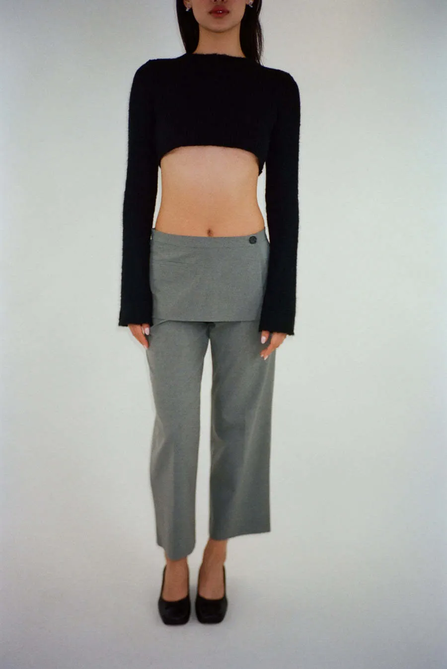 SANDY LIANG  |Casual Style Wool Long Sleeves Elegant Style Cropped Tops