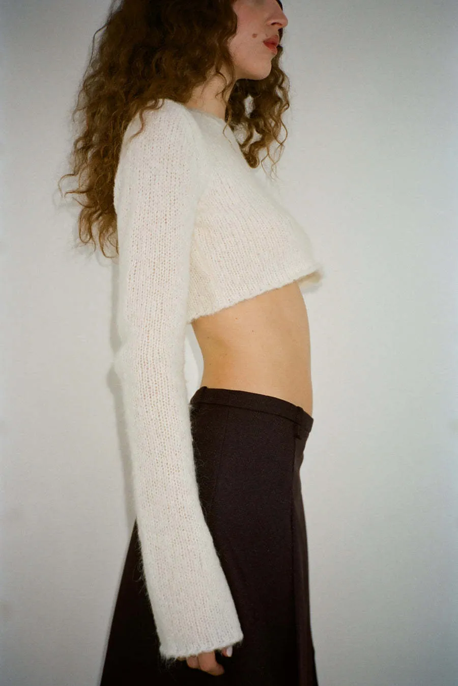 SANDY LIANG  |Casual Style Wool Long Sleeves Elegant Style Cropped Tops