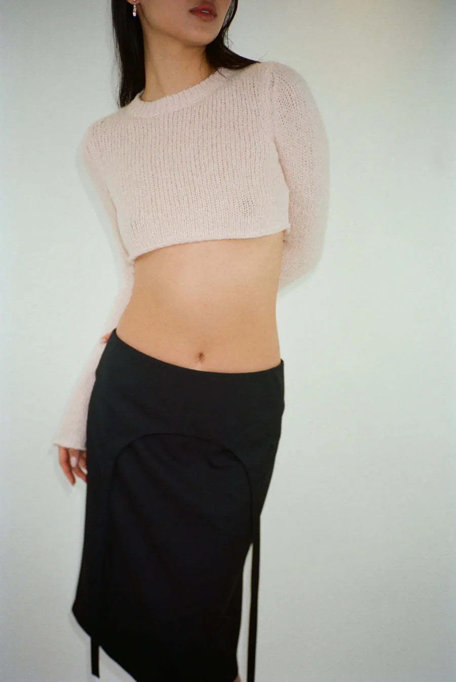 SANDY LIANG  |Casual Style Wool Long Sleeves Elegant Style Cropped Tops