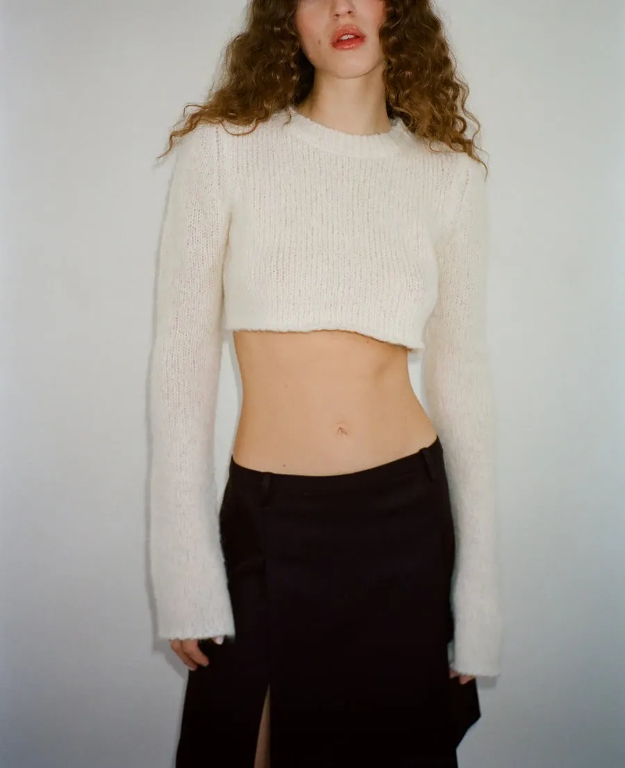 SANDY LIANG  |Casual Style Wool Long Sleeves Elegant Style Cropped Tops