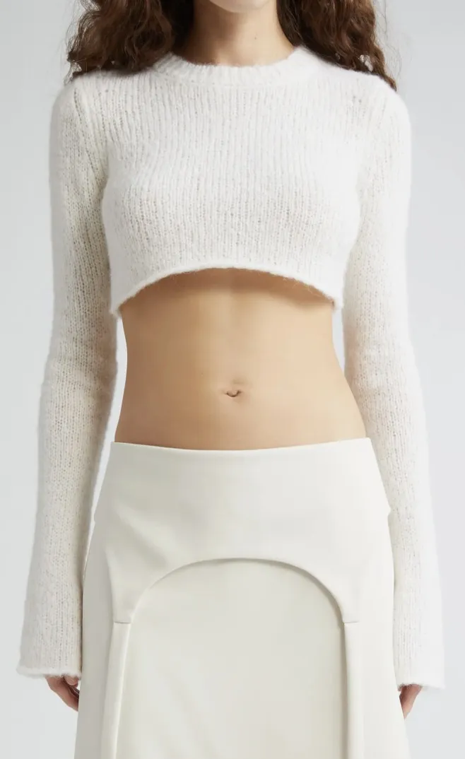 SANDY LIANG  |Casual Style Wool Long Sleeves Elegant Style Cropped Tops