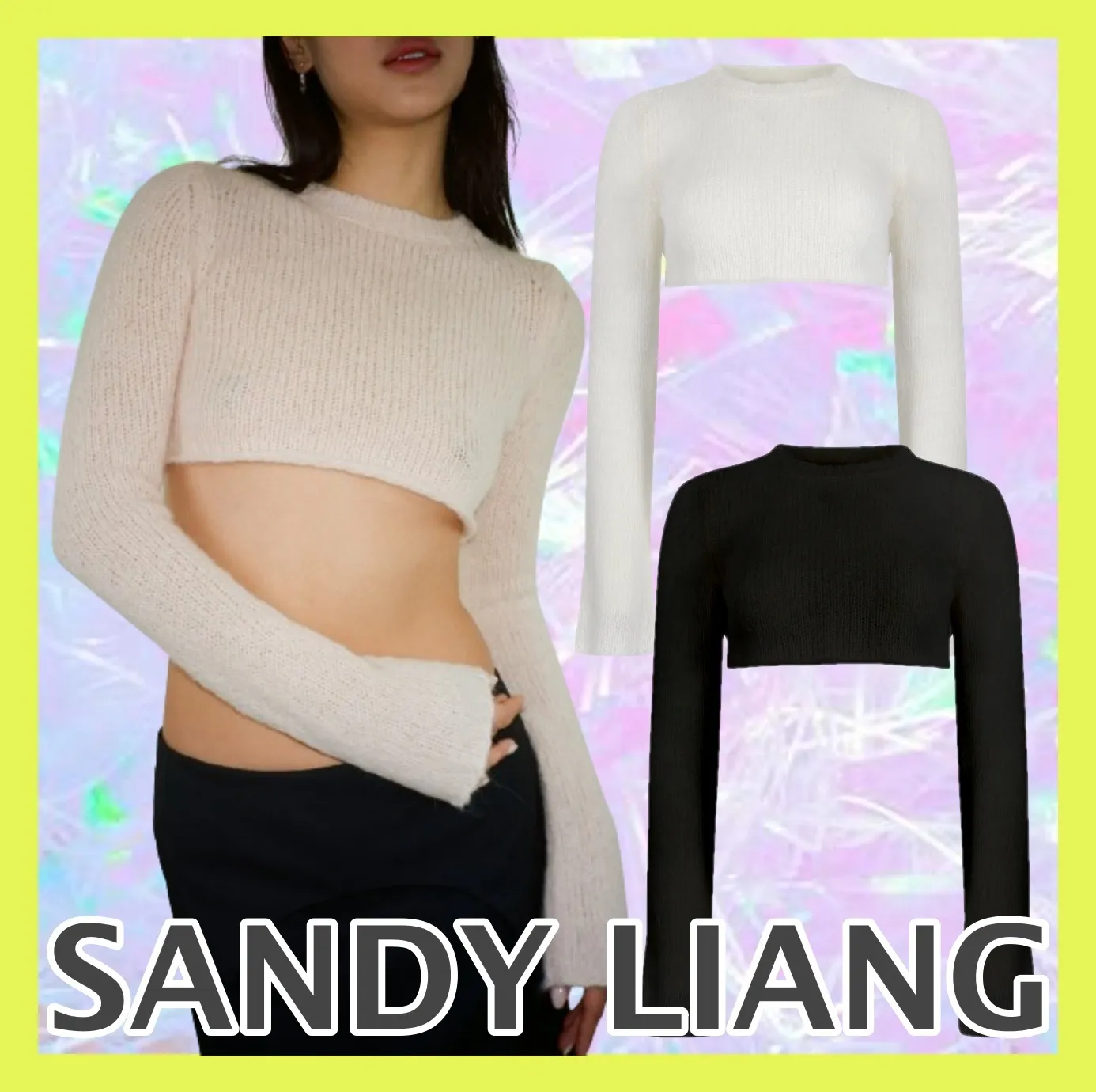 SANDY LIANG  |Casual Style Wool Long Sleeves Elegant Style Cropped Tops