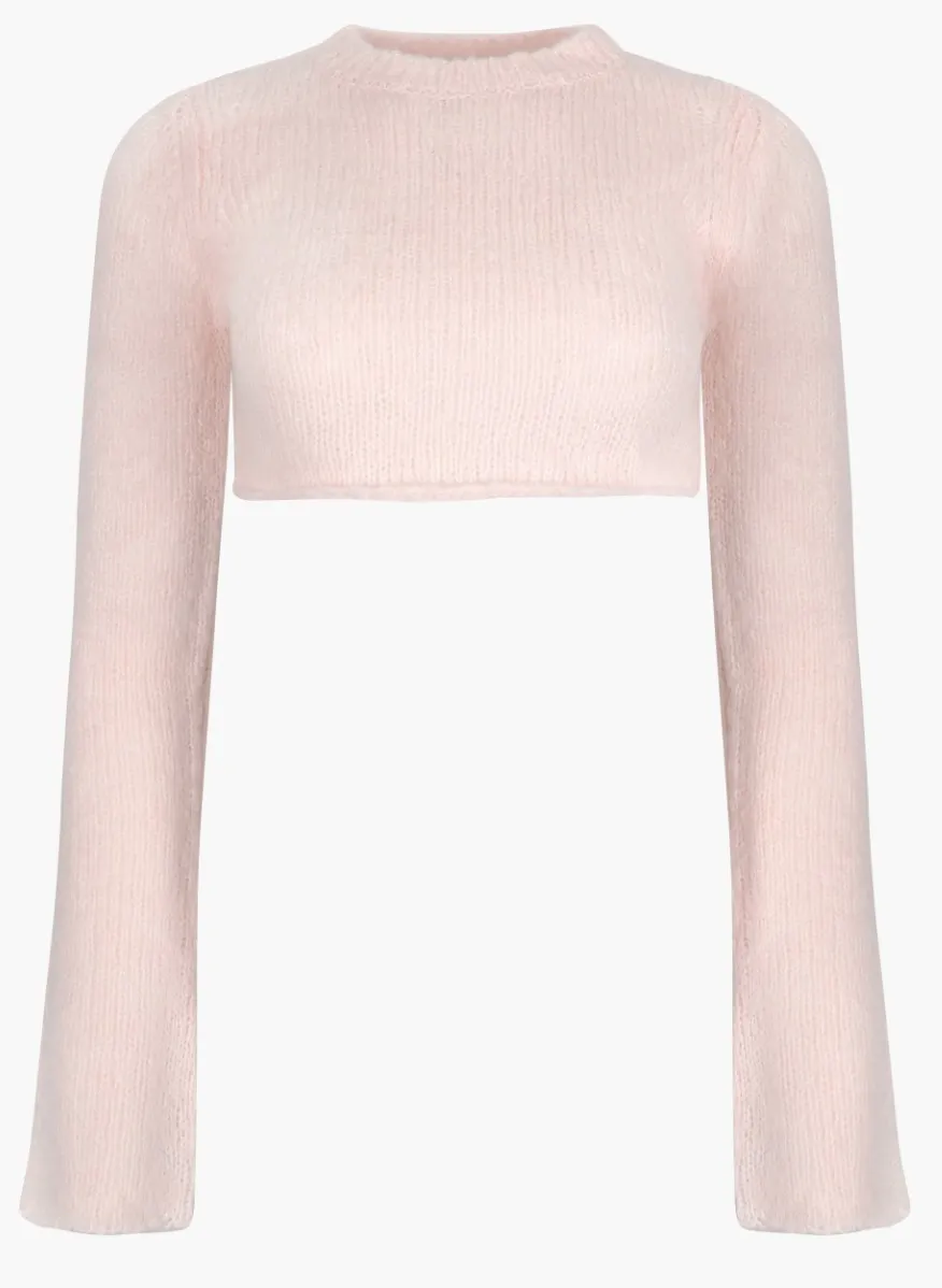 SANDY LIANG  |Casual Style Wool Long Sleeves Elegant Style Cropped Tops