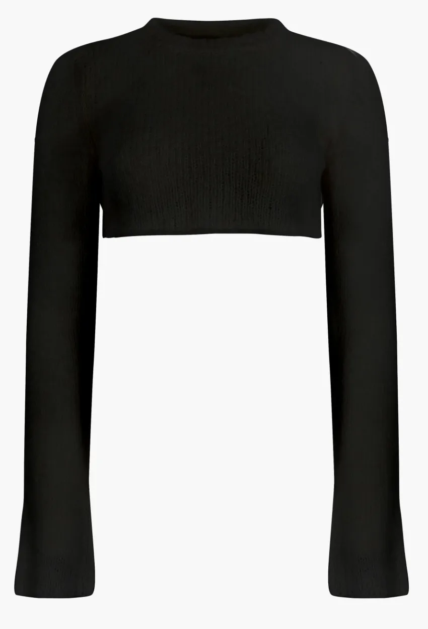 SANDY LIANG  |Casual Style Wool Long Sleeves Elegant Style Cropped Tops