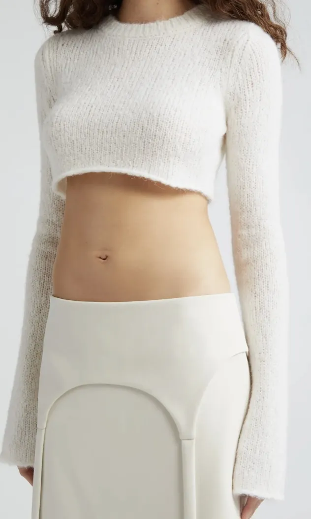 SANDY LIANG  |Casual Style Wool Long Sleeves Elegant Style Cropped Tops