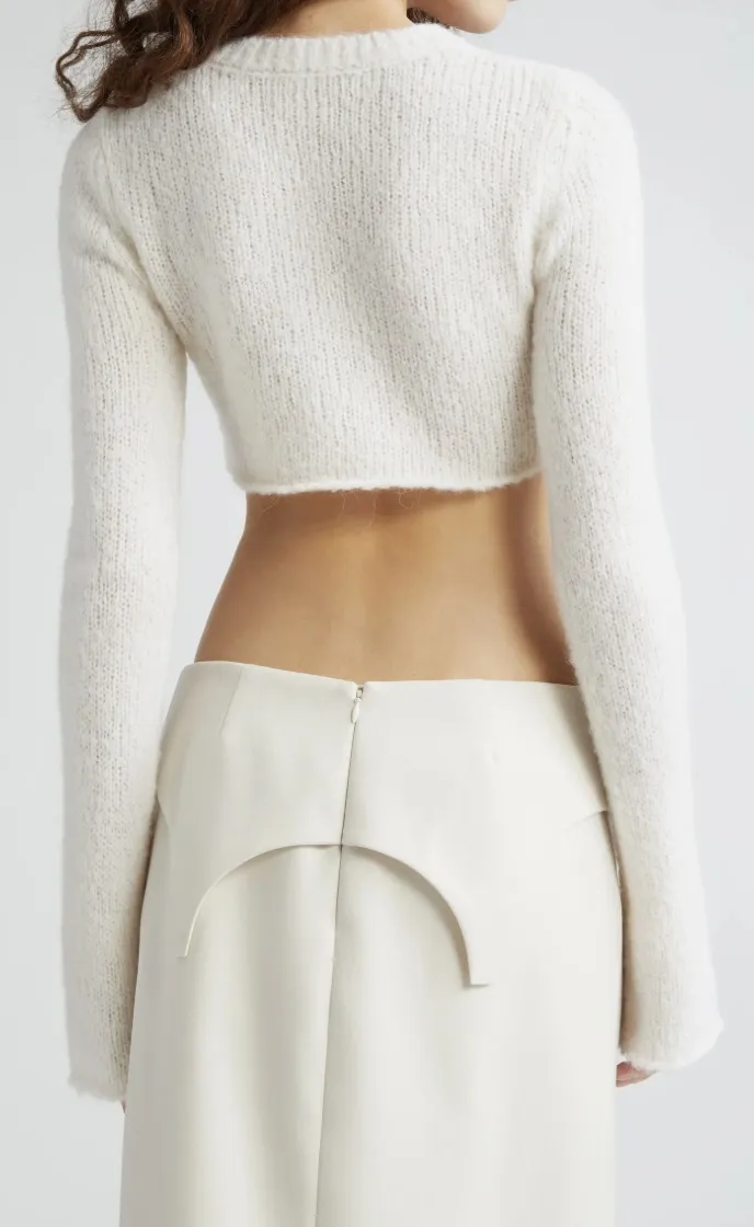 SANDY LIANG  |Casual Style Wool Long Sleeves Elegant Style Cropped Tops