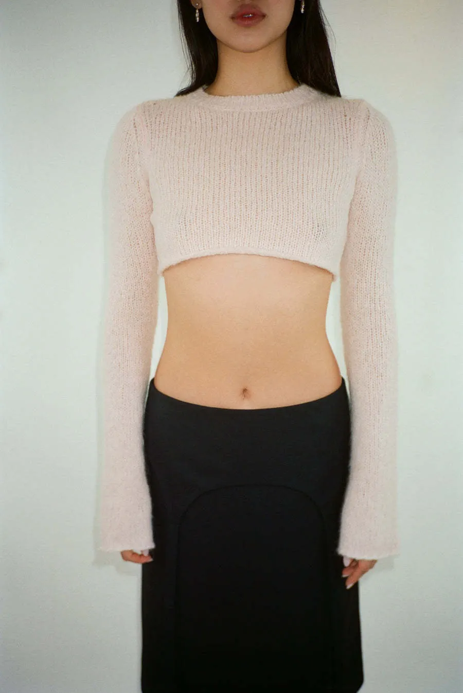 SANDY LIANG  |Casual Style Wool Long Sleeves Elegant Style Cropped Tops