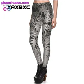 Sexy Girl Pencil Pants Black White Weed Maple Leaf Printed