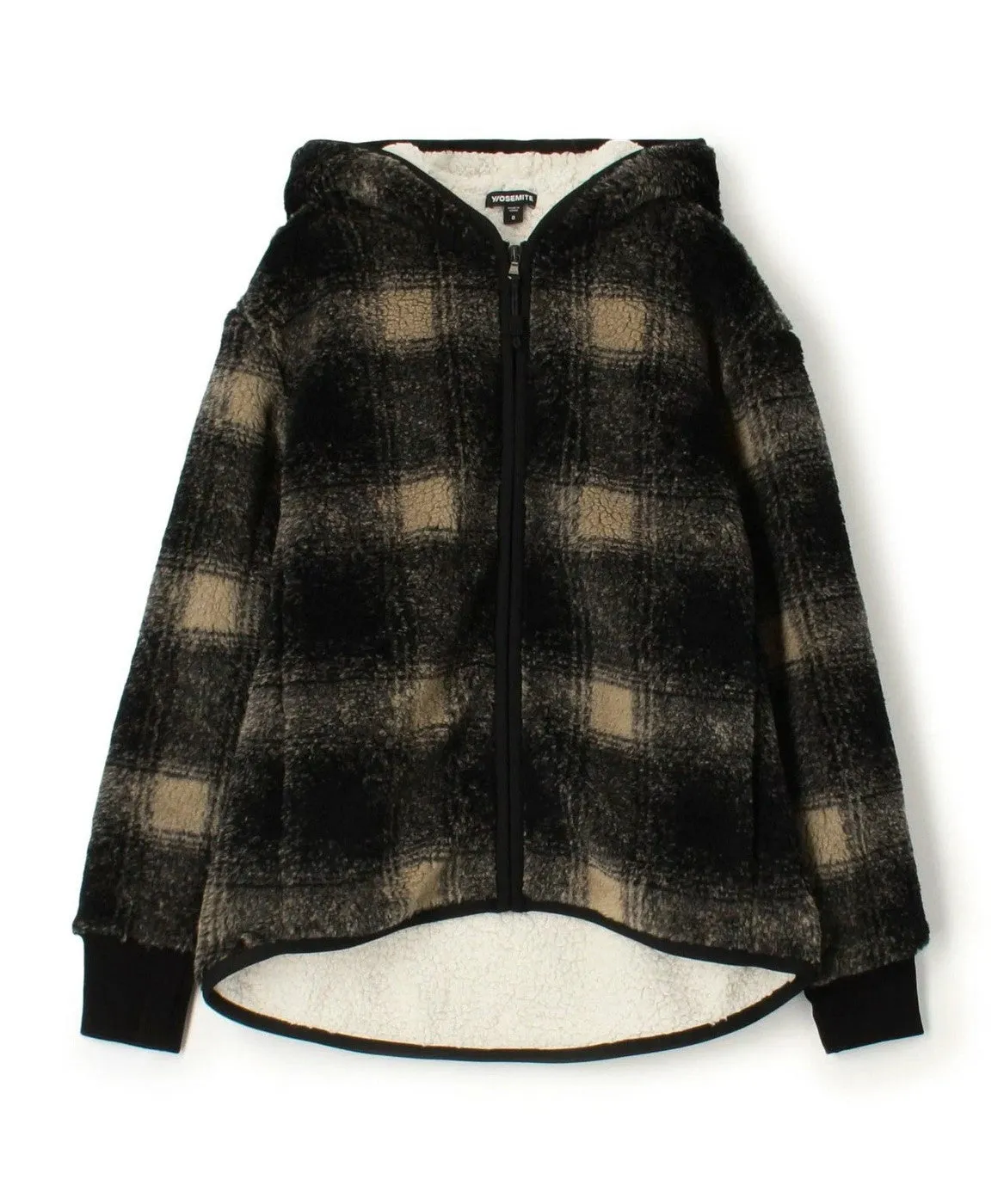 Sherpa Lined Plaid Fleece Hood-Carbon/ Black Plaid