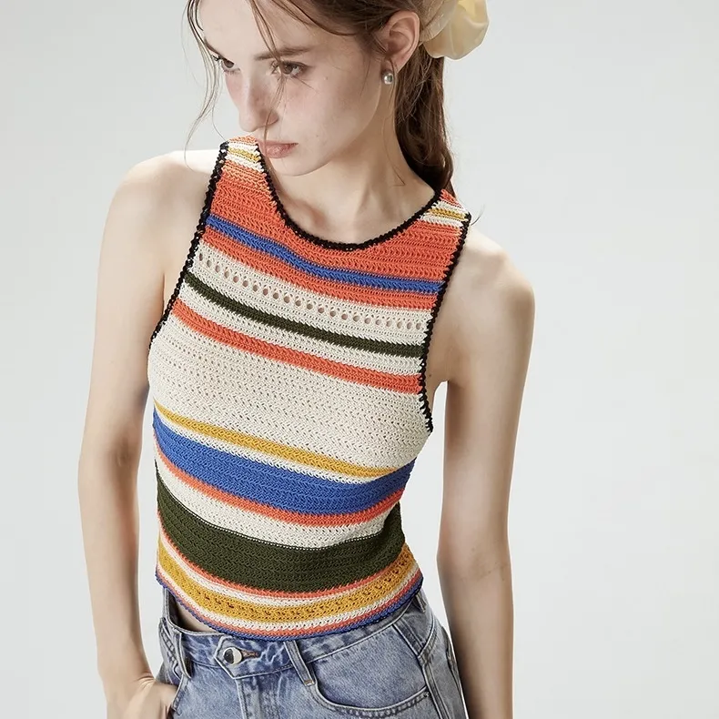 Since Then  |Stripes Nylon Street Style Cropped Tops Tanks & Camisoles