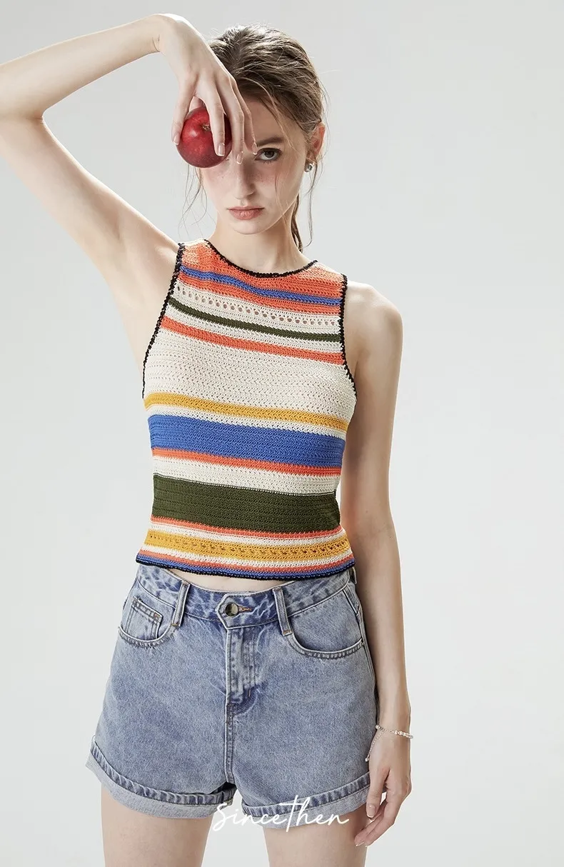 Since Then  |Stripes Nylon Street Style Cropped Tops Tanks & Camisoles