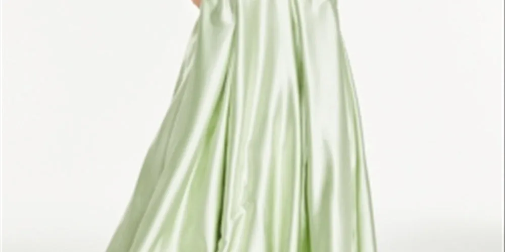 Speechless Women's Green Zippered Solid Spaghetti Strap Scoop Neck Full-Length Fit Flare Formal Dress Size 7