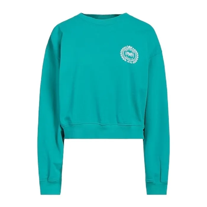 Sporty & Rich  |Crew Neck Long Sleeves Plain Logo Cropped Tops