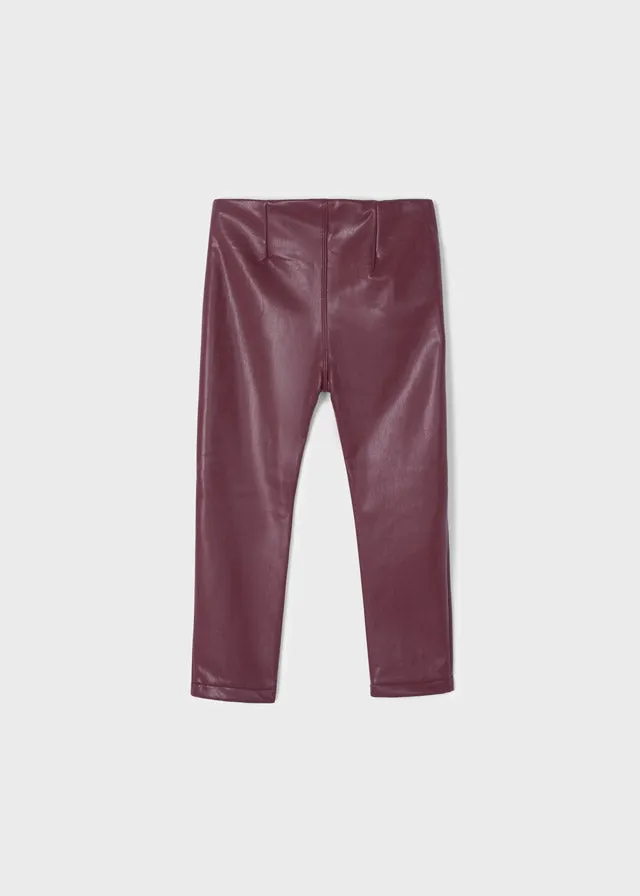 Synthetic leather leggings for girl - Blackberry